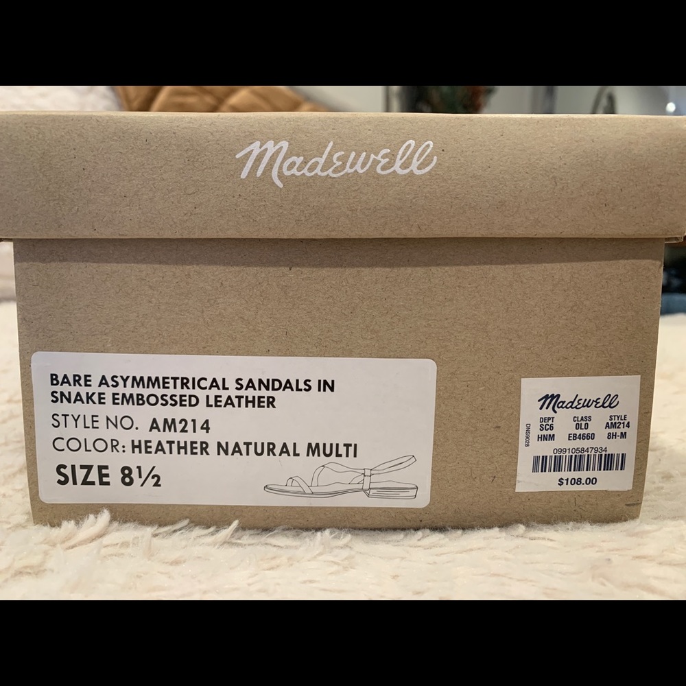 NIB Madewell Asymmetrical Sandals Leather - Picture 6 of 6